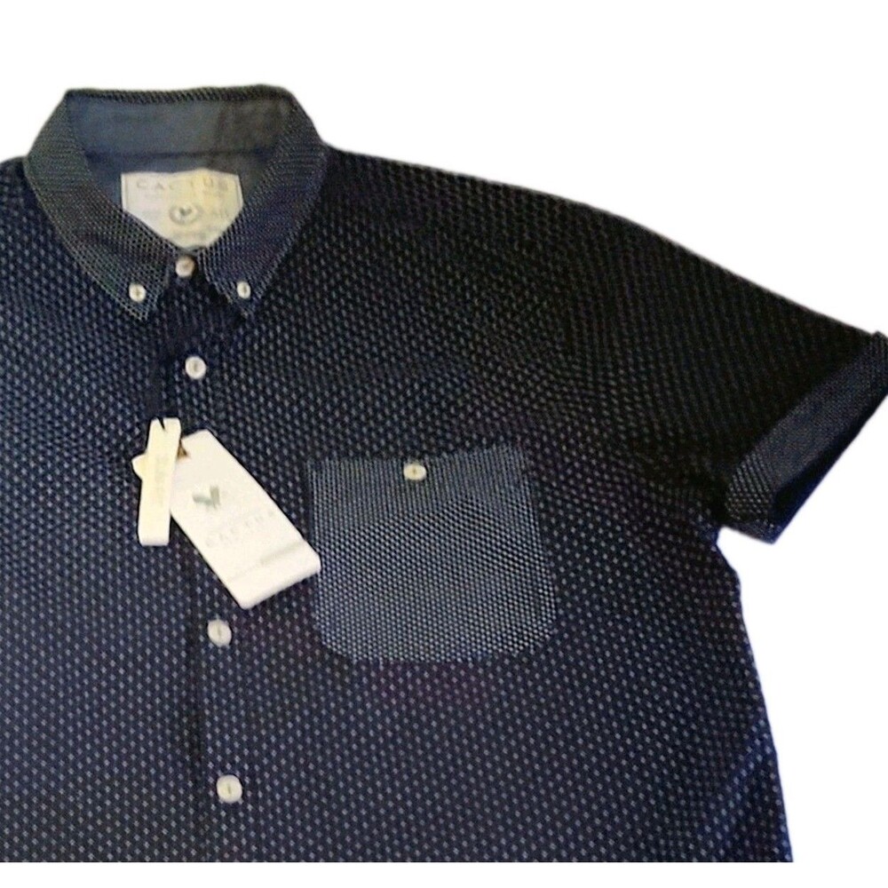 DS Y2K Cactus Man Ricky Singh Black Patterned Short Sleeve Shirt Sz Large NWT